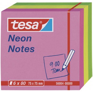 Tesa Neon Bloc-Notes Repositionnables 75 X 75 Mm Tricolore