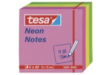 Tesa Neon Bloc-Notes Repositionnables 75 X 75 Mm Tricolore