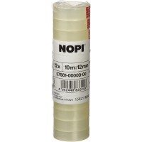 NOPI Ruban adhesif transparent 10 m x 12 mm (lot de 12)