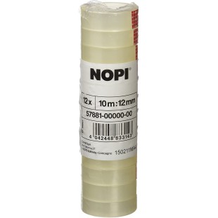 NOPI Ruban adhesif transparent 10 m x 12 mm (lot de 12)