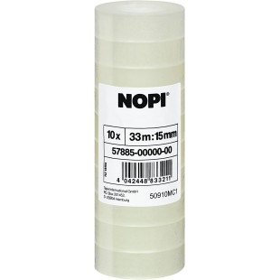 Nopi® 57885-00000-00 Lot de 10 rouleaux de ruban adhesif transparent 33 m x 15 mm