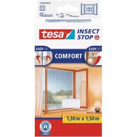 Tesa Insect Stop COMFORT pour Porte-Fenetres - Moustiquaire avec Ruban Auto Agrippant - Filet Anti-Moustique - Blanc, 130 cm x 1