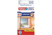 Tesa Insect Stop COMFORT pour Porte-Fenetres - Moustiquaire avec Ruban Auto Agrippant - Filet Anti-Moustique - Blanc, 130 cm x 1