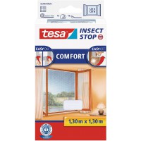 Tesa Insect Stop COMFORT pour Porte-Fenetres - Moustiquaire avec Ruban Auto Agrippant - Filet Anti-Moustique - Blanc, 130 cm x 1