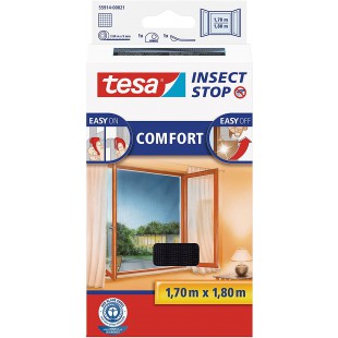 Tesa Insect Stop COMFORT pour Porte-Fenetres - Moustiquaire avec Ruban Auto Agrippant - Filet Anti-Moustique - Anthracite, 170 c