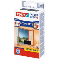 Tesa Insect Stop COMFORT pour Porte-Fenetres - Moustiquaire avec Ruban Auto Agrippant - Filet Anti-Moustique - Anthracite, 120 c