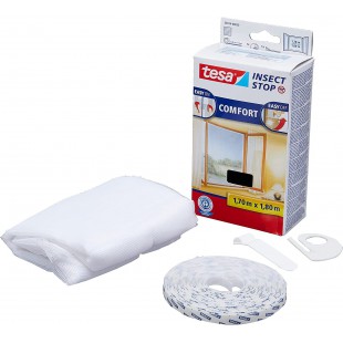 Tesa Insect Stop COMFORT pour Porte-Fenetres - Moustiquaire avec Ruban Auto Agrippant - Filet Anti-Moustique - Blanc, 170 cm x 1
