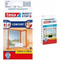Tesa Insect Stop COMFORT pour Porte-Fenetres - Moustiquaire avec Ruban Auto Agrippant - Blanc, 120 cm x 240 cm & Insect Stop Aut