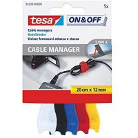 tesa On & Off Cable Manager SMALL 5 Pieces 20cm x 12mm