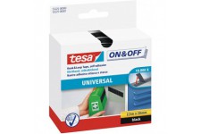 Tesa On & Off Bande Auto-Agrippante - Ruban Auto-Agrippant Adhesif pour la Fixation Rapide des Objets Legers - Noir, 