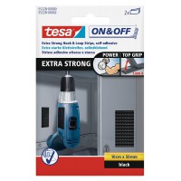 Tesa On & Off Bande Adhesive Auto Agrippante Extra Forte - Fixation d'Objets Lourds comme les Outils - Bande 50 mm x 10 cm, Noir