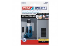 Tesa On & Off Bande Adhesive Auto Agrippante Extra Forte - Fixation d'Objets Lourds comme les Outils - Bande 50 mm x 10 cm, Noir