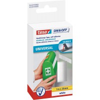 Tesa On & Off Bande Auto-Agrippante - Ruban Auto-Agrippant Adhesif pour la Fixation Rapide des Objets Legers - Blanc,