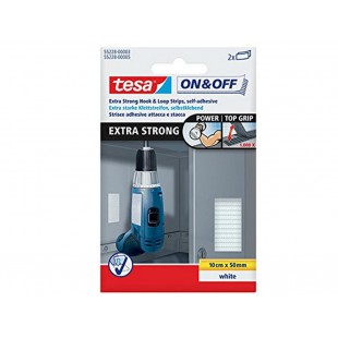 Tesa on & off bande adhesive auto agrippante extra forte - fixation d'objets lourds comme les Outils - Bande 50 mm x 10 cm, Blan