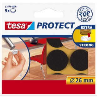 Tesa Protect Feutres Anti-Rayures - Patins Feutre Autocollants pour une Protection contre les Rayures des Sols et Surfaces - Bru