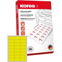 Kores Etiquettes universelles 7 x 3,7 cm 100 feuilles A4 Jaune