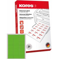 Kores Etiquettes universelles 7 x 4,23 cm 100 feuilles A4 Vert