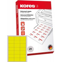 Kores Etiquettes universelles 7 x 4,23 cm 100 feuilles A4 Jaune