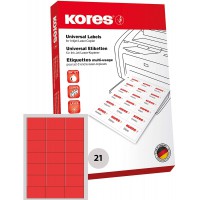 Kores Etiquettes universelles 7 x 4,23 cm 100 feuilles A4 Rouge