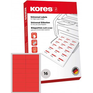 Kores universaletiketten jet d'encre, imprimante laser et copieur 105 x 37 mm - 100 pages-rouge