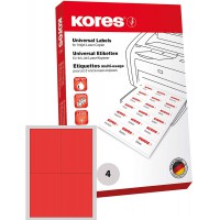 Kores Etiquettes universelles 10,5 x 14,85 cm 100 feuilles A4 Rouge