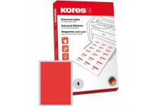 Kores Etiquettes universelles 10,5 x 14,85 cm 100 feuilles A4 Rouge