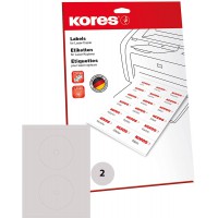 Kores Etiquettes imprimables CD/DVD 11,7 x 1,7 cm 25 feuilles A4 Blanc