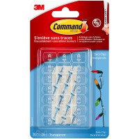 Command Crochets de Fixation, Lot de 20 Mini-Crochets et de 24 Petites Bandes Adhesives, Transparent - Crochets pour la Decorati