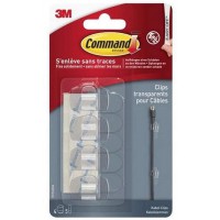Command Petits Clips Cable Ronds Transparents, 4 Clips 5 Languettes