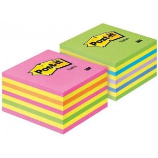 -it Cube notes fluo 76 x 76 mm 450 feuilles/bloc Lot de 2 (1 rose fluo + 1 vert fluo)