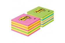 -it Cube notes fluo 76 x 76 mm 450 feuilles/bloc Lot de 2 (1 rose fluo + 1 vert fluo)