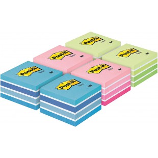 Post-it Cube notes pastel 76 x 76 mm 450 feuilles/bloc Lot de 6 (2 roses + 2 verts + 2 bleus)