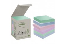 Post-it 653-1GB Bloc-notes recycle 38 mm x 51 mm Tower Pack - Pastel Rainbow (Boite de 6, 100 feuilles par bloc - Les couleurs p