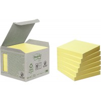 Post-it Note recyclee 76 x 76 mm Tour de 6 blocs Jaune pastel