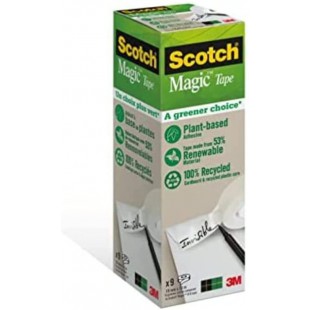 Lot de 9 : Scotch Rubans adhesifs 19 mm x 33 m Transparent