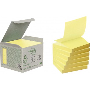 Post-it Z Notes recyclees jaunes 76x76mm - Lot de 6 blocs