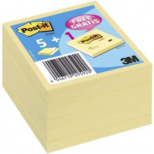 Post-it - BP370 - Note - 76 x 76 mm - Lot de 6 blocs dont 1 gratuit - Jaune