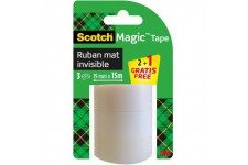 Scotch promotion 8-1915R2+1 de 3 rouleaux de ruban adhesif mat invisible reagissant sous dispositif et magic 19 mm x