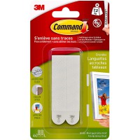 Command Bandes de Suspension pour Grandes Photos, Pack de 4x2 Bandes Adhesives, Blanc - Fixation sans Dommage - Pour Posters, Ca