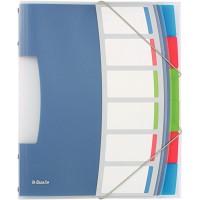 Esselte Trieur A4, Translucide, Index Integre a 6 Onglets, Contient jusqu'a 200 Feuilles, Fermeture elastique, Bla