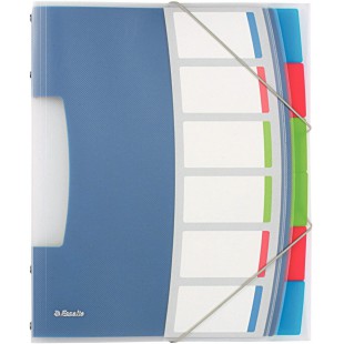 Esselte Trieur A4, Translucide, Index Integre a 6 Onglets, Contient jusqu'a 200 Feuilles, Fermeture elastique, Bla