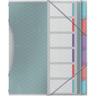 Esselte 626255 Colour'Ice Esselte Trieur A4 capacite 200 feuilles Index Interchangeable avec 6 Onglets double fermeture elastiqu