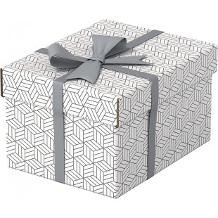 Esselte - Lot de 3 Petites Boites avec Couvercle, Rangement & Cadeaux, 100% Carton Recycle, 100% Recyclable, Motif Geometrique, 