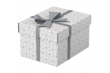 Esselte - Lot de 3 Petites Boites avec Couvercle, Rangement & Cadeaux, 100% Carton Recycle, 100% Recyclable, Motif Geometrique, 