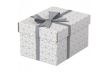 Esselte - Lot de 3 Petites Boites avec Couvercle, Rangement & Cadeaux, 100% Carton Recycle, 100% Recyclable, Motif Geometrique, 