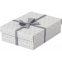 Esselte - Lot de 3 Boites avec Couvercle, Rangement & Cadeaux, 100% Carton Recycle, 100% Recyclable, Motif Geometrique, Blanc, 6