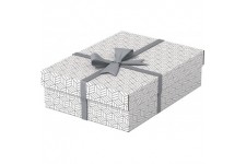 Esselte - Lot de 3 Boites avec Couvercle, Rangement & Cadeaux, 100% Carton Recycle, 100% Recyclable, Motif Geometrique, Blanc, 6