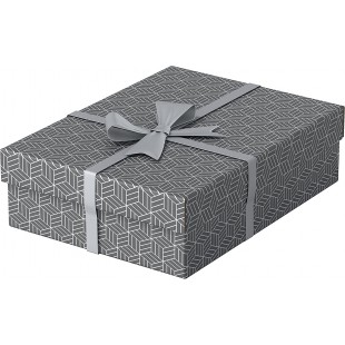 Esselte - Lot de 3 Boites avec Couvercle, Rangement & Cadeaux, 100% Carton Recycle, 100% Recyclable, Motif Geometrique, Gris, 62