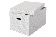 Esselte - Lot de 3 Grandes Boites avec Couvercle, Rangement & Organisation, 100% Carton Recycle, 100% Recyclable, Motif Geometri