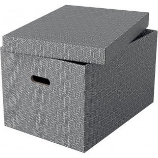 Esselte - Lot de 3 Grandes Boites avec Couvercle, Rangement & Organisation, 100% Carton Recycle, 100% Recyclable, Motif Geometri